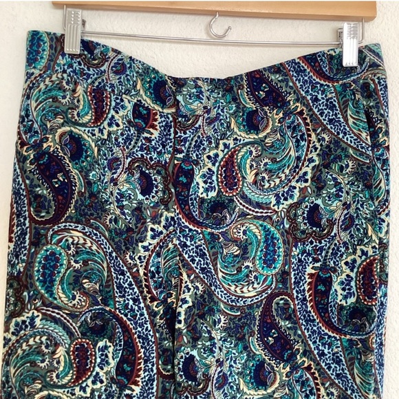 Zara Wide Leg Paisley Printed Flare Leg Pants SZ L - Picture 7 of 8